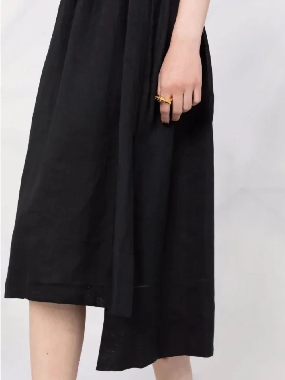 NWT JOSEPH Ramie Gathered Midi Dress Black FR 38 US 6 Tie Neck Luxury Minimalist